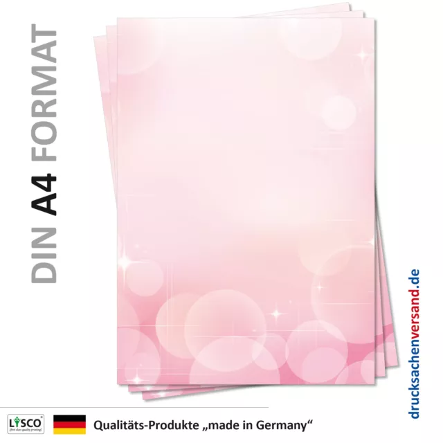 100 Blatt Motivpapier-5133 DIN A4 Briefpapier rosa farbige Kugeln Seifenblasen