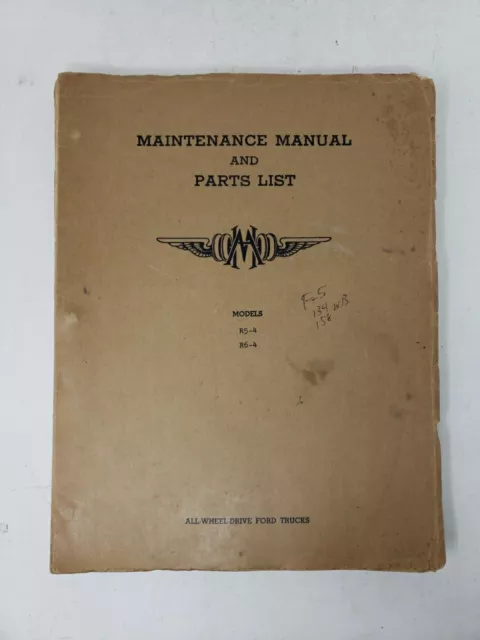 R5-4 R6-4 Marmon Herrington AWD All Wheel Drive Ford Truck Svc Manual Parts List