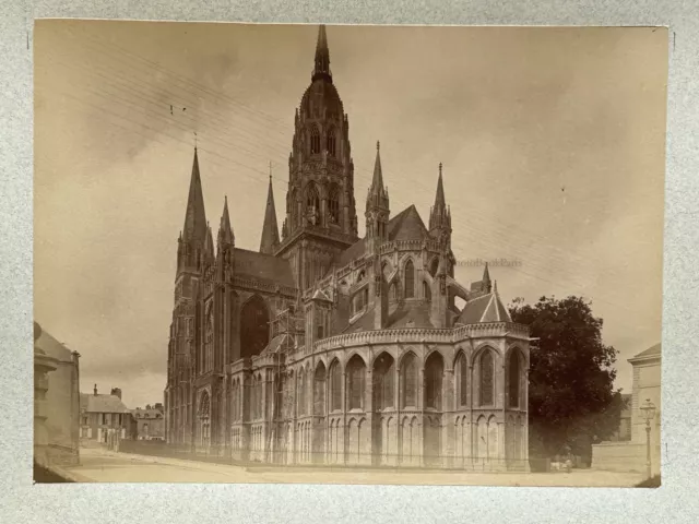 FRANCE La Cathédrale de Bayeux c1890 Photographie Meunier Vintage Albumine 