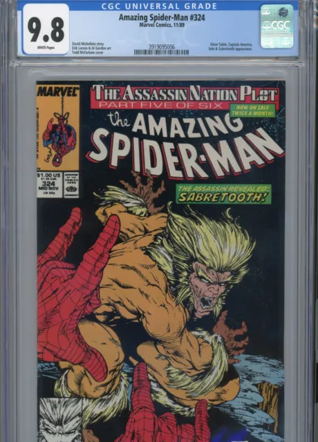 Amazing Spiderman #324 Mt 9.8 Cgc White Pages Silver Sable App. Mcfarlane Cover