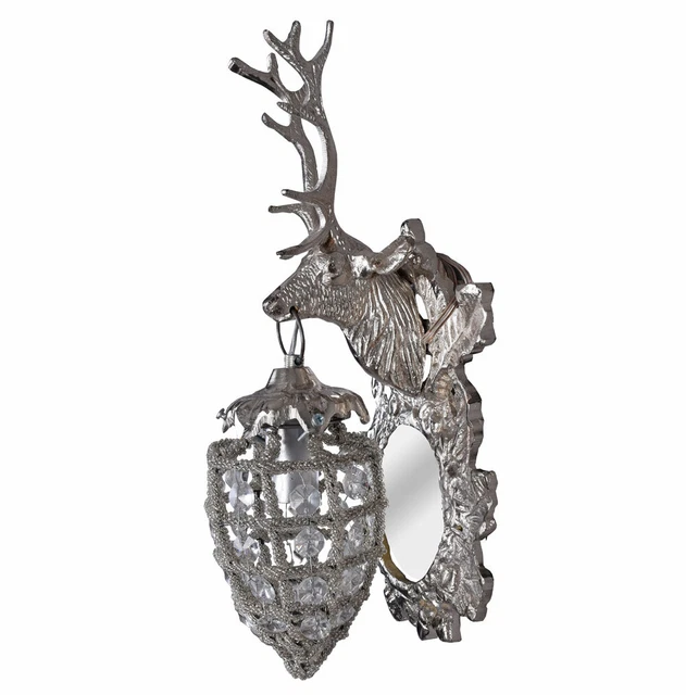 Hanging Lamp Antique Light Deer Wall Silver Head Chandelier Figurine