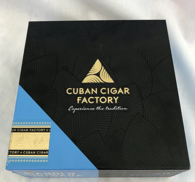CIGAR Box Manolo Quesada Robusto EMPTY Wooden Storage Stash Box BLUE 