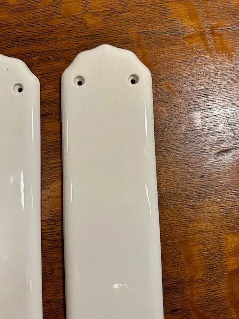 Pair of Vintage White Glazed Ceramic Internal Door Finger Push Plates 3