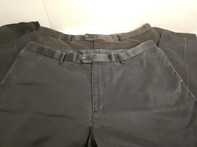 Lot of 2 Perry Ellis Portfolio Black/Gray Flat Front Chino Pants Men Size 42X31