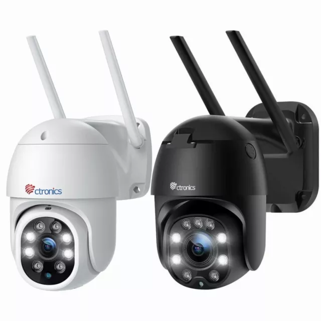 Ctronics 2.5K 4MP Caméra Surveillance WiFi Extérieure PTZ Caméra (Noir / Blanc)