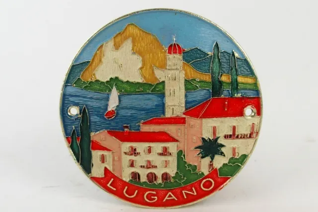 alte Auto / Motorrad Plakette - Lugano - vintage car badge
