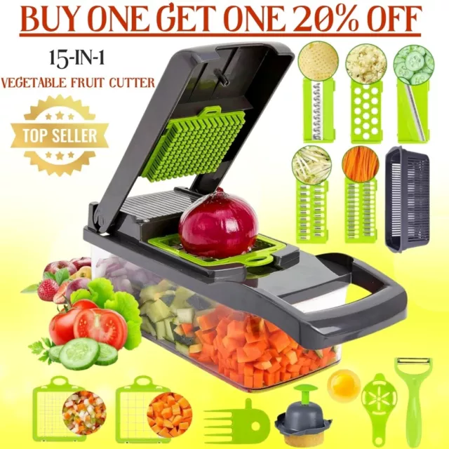 15-In-1 Vegetable Fruit Chopper Cutter Food Onion Veggie Dicer Slicer Kitchen