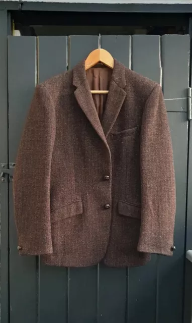 Vintage ALEXANDRE Harris Tweed Blazer 36/38 Dark Brown 1960s