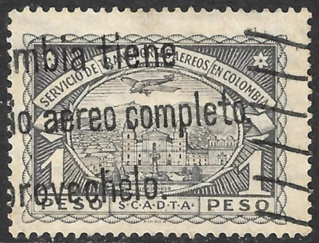 Colombia Scott #C47  VF Used Airmail With Black Text Cancel 1P Black 1923