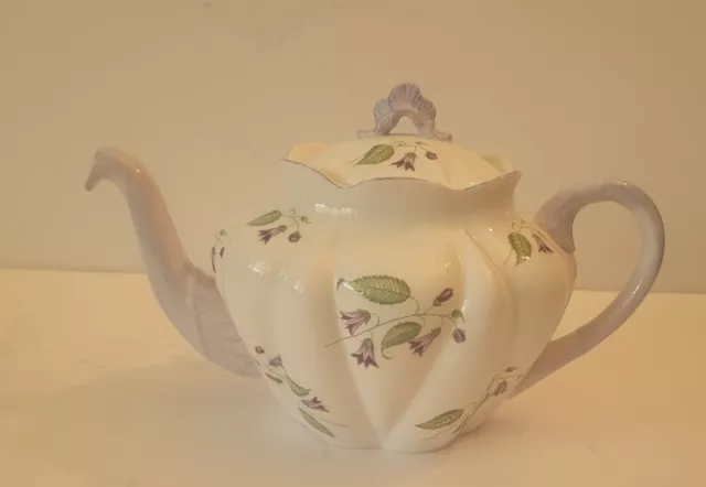 Vintage SHELLEY Teapot Campanula Dainty Purple Flower Floral Bone China England