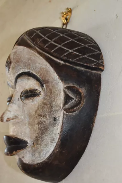 MASKE alte afrikanische Stammeskunst POUNOU GABON aus polychrom bemaltem... 3