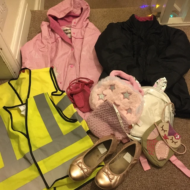 Girls clothes bundle Age 6-9 years Coats Shoes Bags High Vis Jackets
