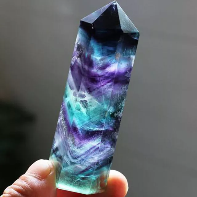 Quartz Colorful Stone Crystal Wand Point Healing Natural Fluorite Gemstone