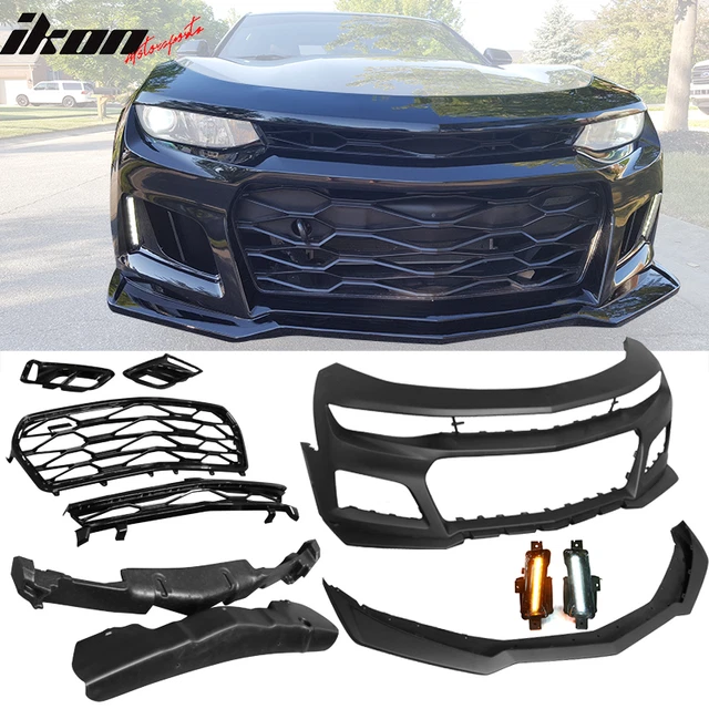 Fits 10-13 Chevy Camaro ZL1 Style Front Bumper w/ Headlights & Yellow Fog Lights 840110652375