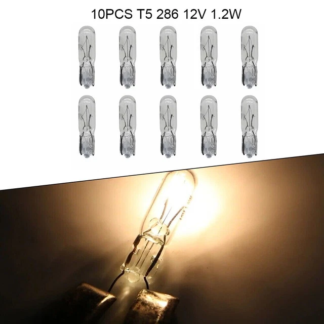 10 Ampoules LED T5 12V Blanc - Éclairage Tableau Bord Voiture | Remplacement Lampes Incandescentes