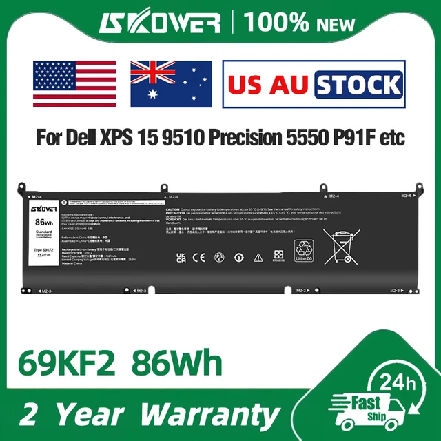 SKOWER 69KF2 BATTERY for dell xps 15 9500 9510 9520 alienware m15 r5 r6 ...