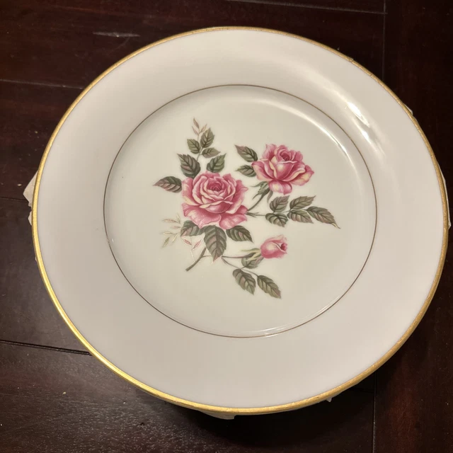 Noritake M Lindrose 5234 Dinner Plate 10 1/2" EUC Gold Trim Never Used
