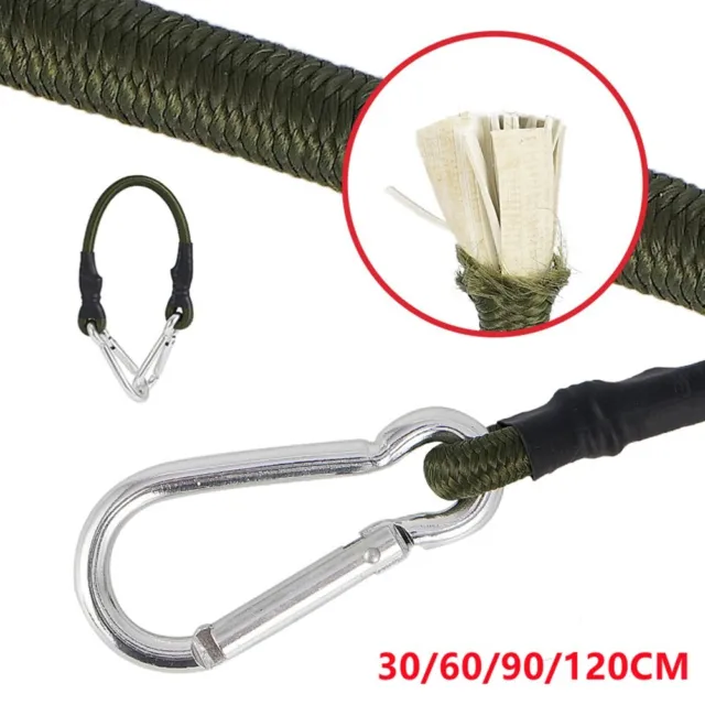 Carabiner Elastic Cords Materiale in Gomma Cinghia Cavo Gancio Metallo Forte