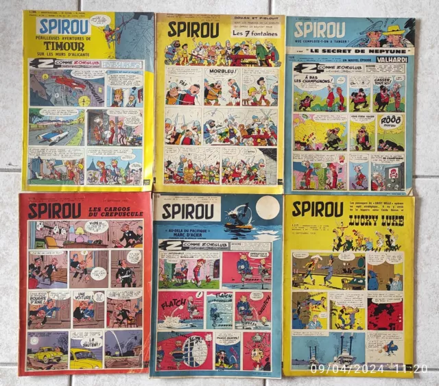 LOT DE 6 ANCIENS FASCICULES SPIROU ANNÉE 1959 no 1106 a 1119