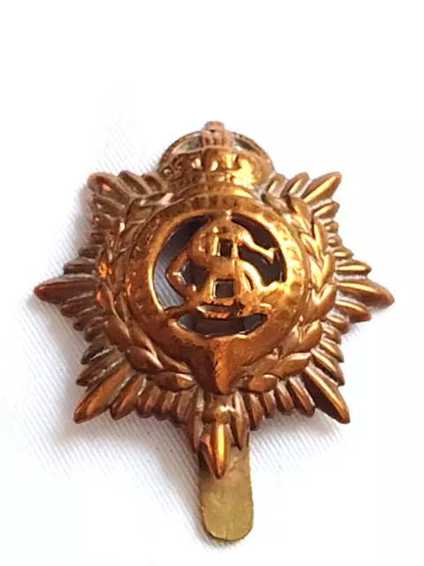 WW1 Army Service Corps Cap Badge KC Brass Economy Slider 42mm Antique Original