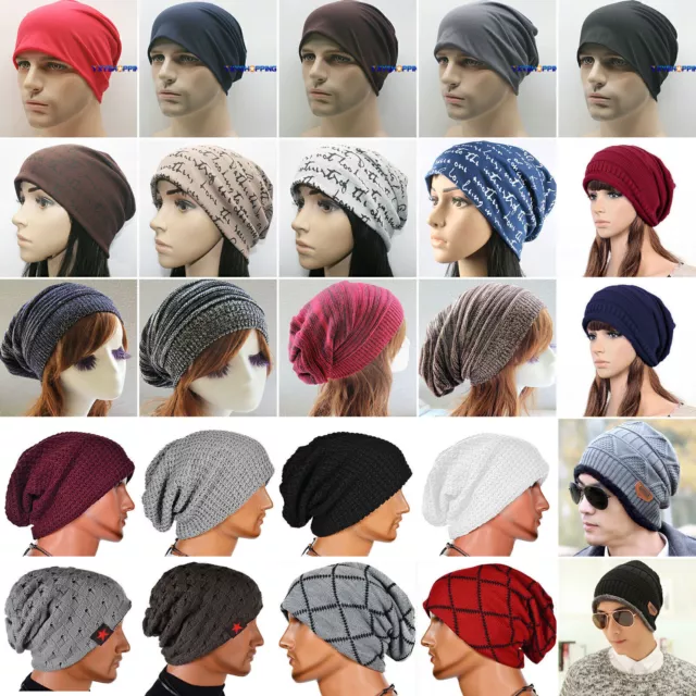 Unisex Mens Women Beanie Cap Slouchy Knitted Crochet Ski Baggy Hat Winter Warm