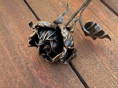 Iron Rose Hand Forged Flower 6th Anniversary Steel Gift Floral Decor Blacksmith 3
