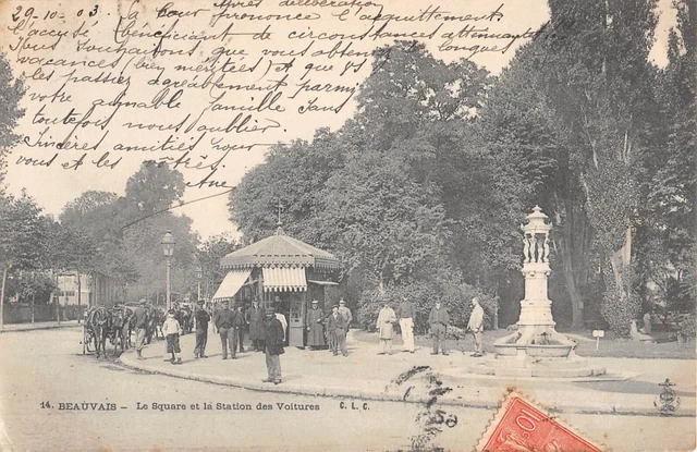 Cpa 60 Beauvais / Le Square Et La Station Des Voitures