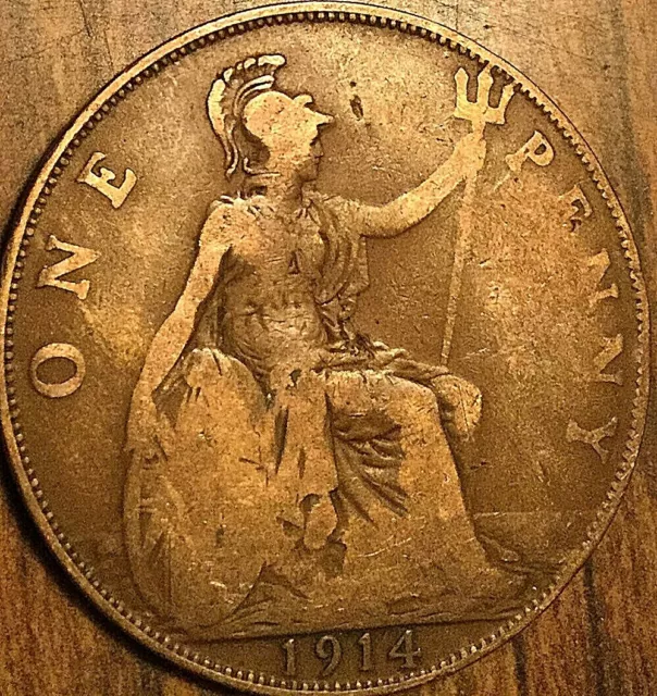 1914 Uk Gb Great Britain One Penny