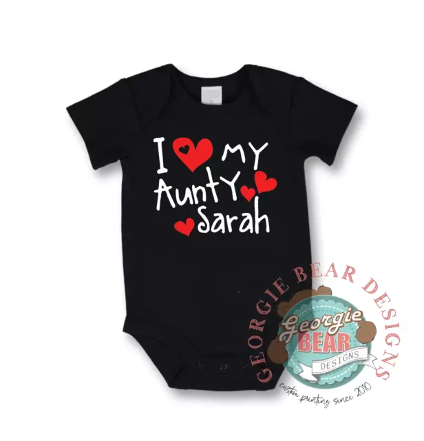 I love my Aunty!  Baby Personalised Cotton Romper, Custom printed