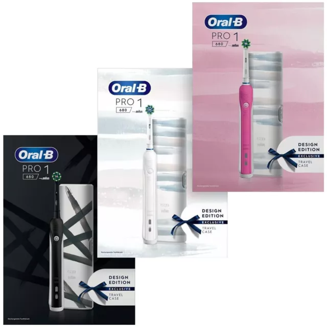 Oral B Pro 1 680 Cross Action Rechargeable Electric Toothbrush with Travel Case