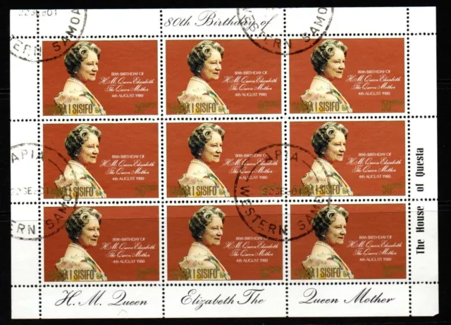 Samoa Sg572 1980 Queen Mother Used Sheet