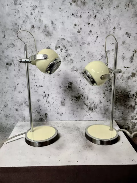 Stylish Vintage Chrome Eyeball Desk Lamps - Adjustable - Mid Century Interior