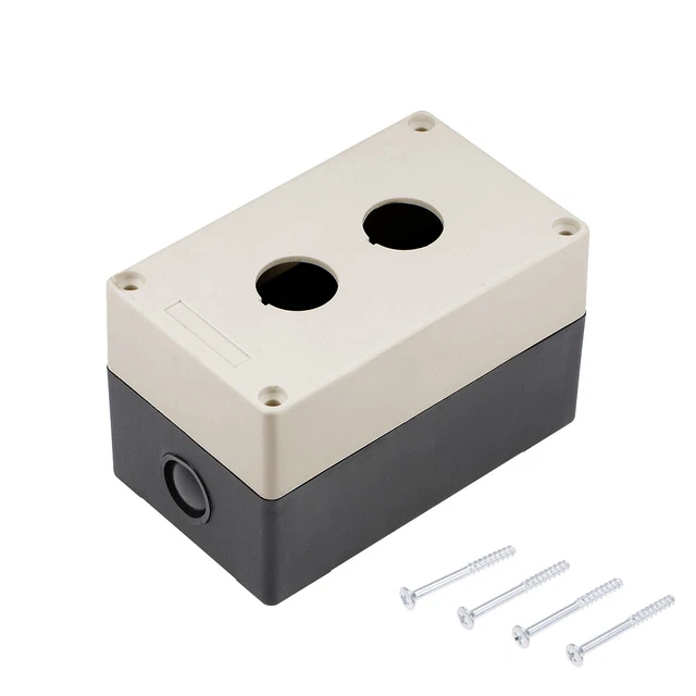 Push button switch control station box 22mm 2 button light grey and