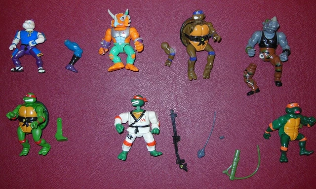Vintage TMNT Teenage Mutant Ninja Turtles 1980's-90's 7 Broken Figure Weapon Lot