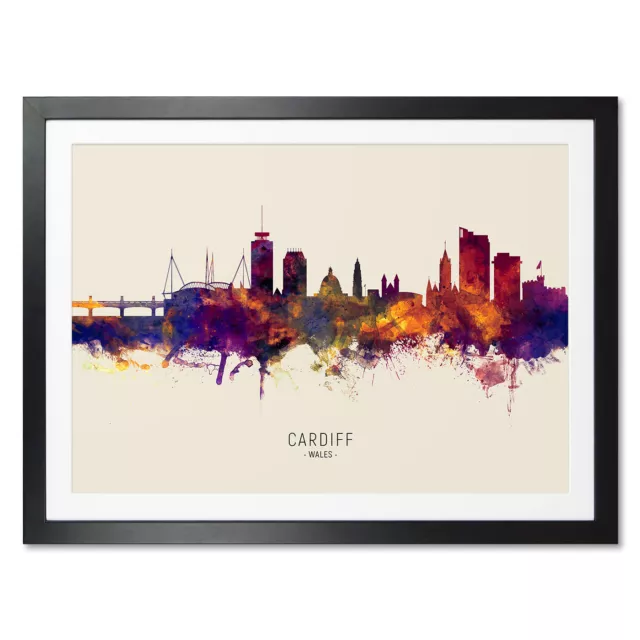 Cardiff Skyline, Poster, Canvas or Framed Print, watercolour painting 15050