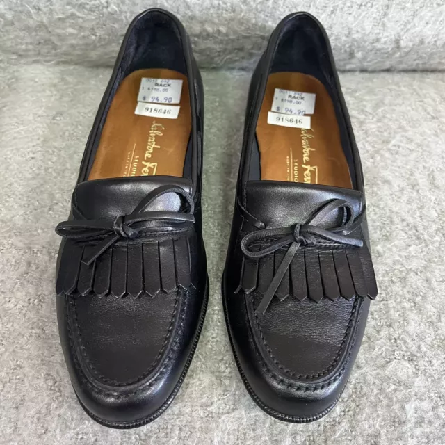 VINTAGE MEN’S 7D Salvatore Ferragamo Studio Black Loafer Moccasin Shoes ...