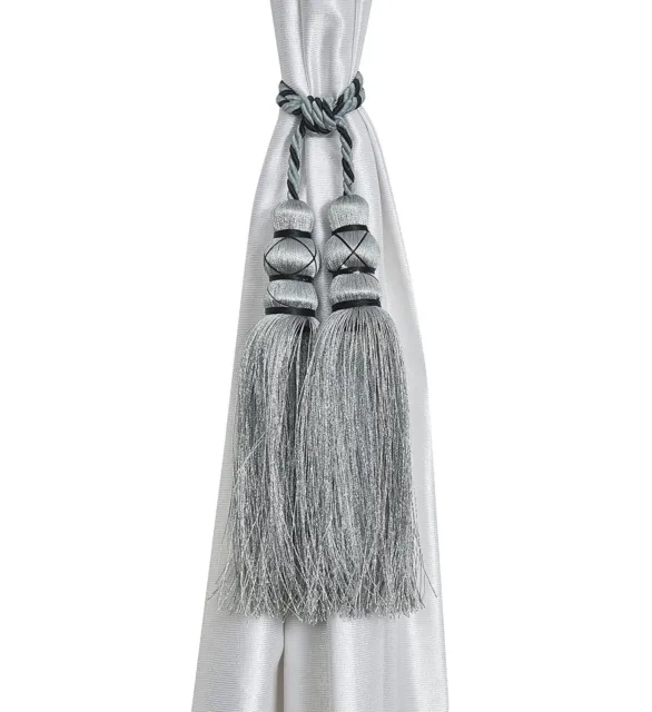 Beautiful Tassel Rope Curtain Holders TieBacks for Home decor Grey Set of 6 3