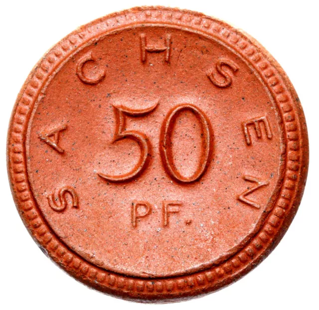 Freistaat Sachsen - Münze - 50 Pfennig 1921 - Meissen - braunes Porzellan
