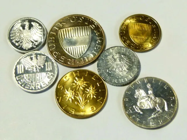 1965 / 66  - UNC Set  7 Austria Coins Schilling Groschen  #NL15