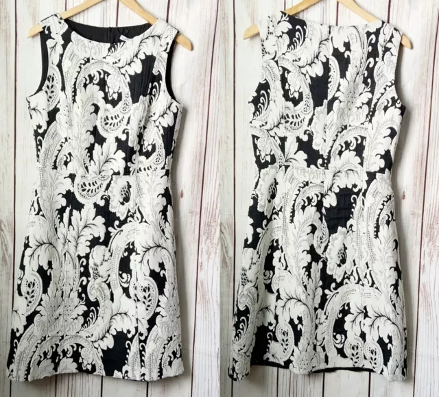 Maison Jules Women’s WHITE / Black Fit & Flare Dress Size Small