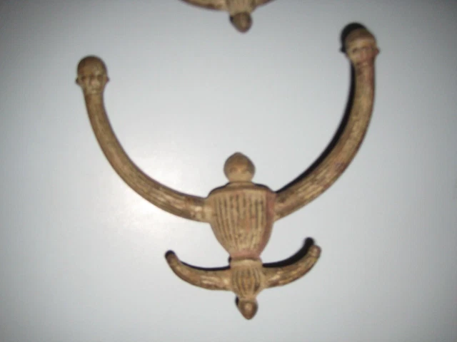 Set of 4 Victorian Cast Iron Double Hall Tree Coat & Hat Hooks 3