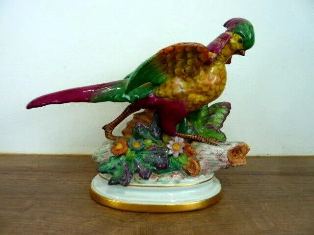 Ancienne figurine faisan en porcelaine de Paris  Samson oiseau