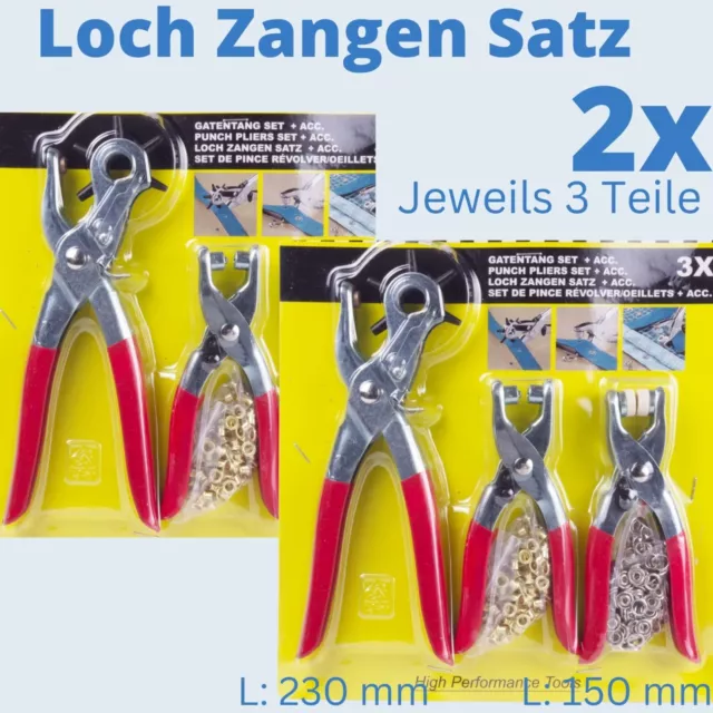 Revolverlochzangen Lochzange Druckknopfzange Ösenzange  2x 3 tlg Sets = 6 Zangen