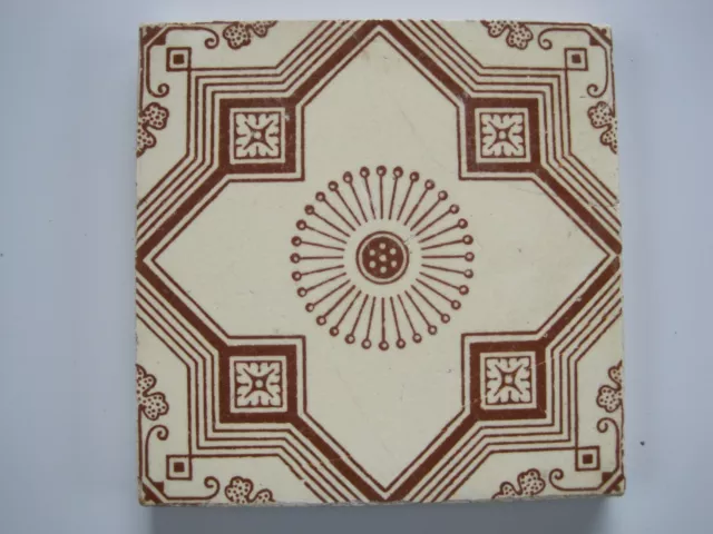 ANTIQUE VICTORIAN MINTONS BROWN ON BUFF AESTHETIC DESIGN WALL TILE c1868-1900