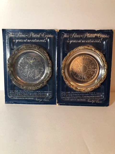 VTG 1989 New Sealed Readers Digest Silver Plated Coaster Made in Italy Set of 2