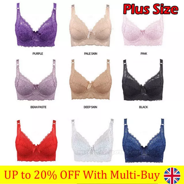 LADIES PUSH-UP.BRA LADIES Underwired Floral Lace Bra Firm Hold Plus Size B/C.Cup  £4.98 - PicClick UK