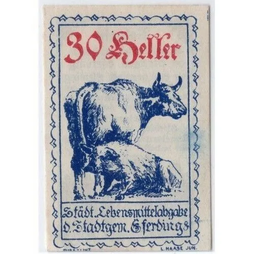 1920 Austria City of Eferding Notgeld 30 Heller Note (K164)