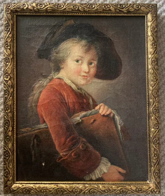 Original Possibly 18th Century Canvas Oil Painting Portrait of The Young Scholar