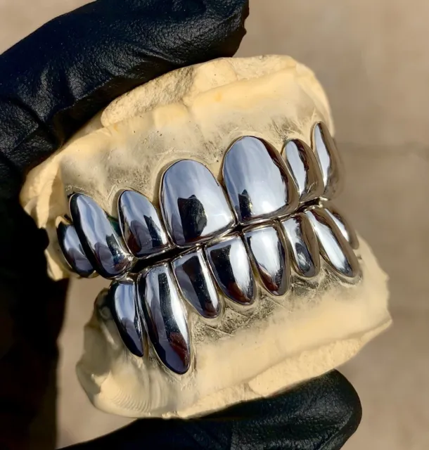 Custom Silver Perm Cut Grillz Top OR Bottom Solid 925 Free Mold Kit