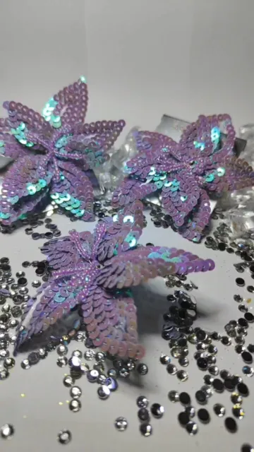 Broche holográfico artesanal lentejuelas florales